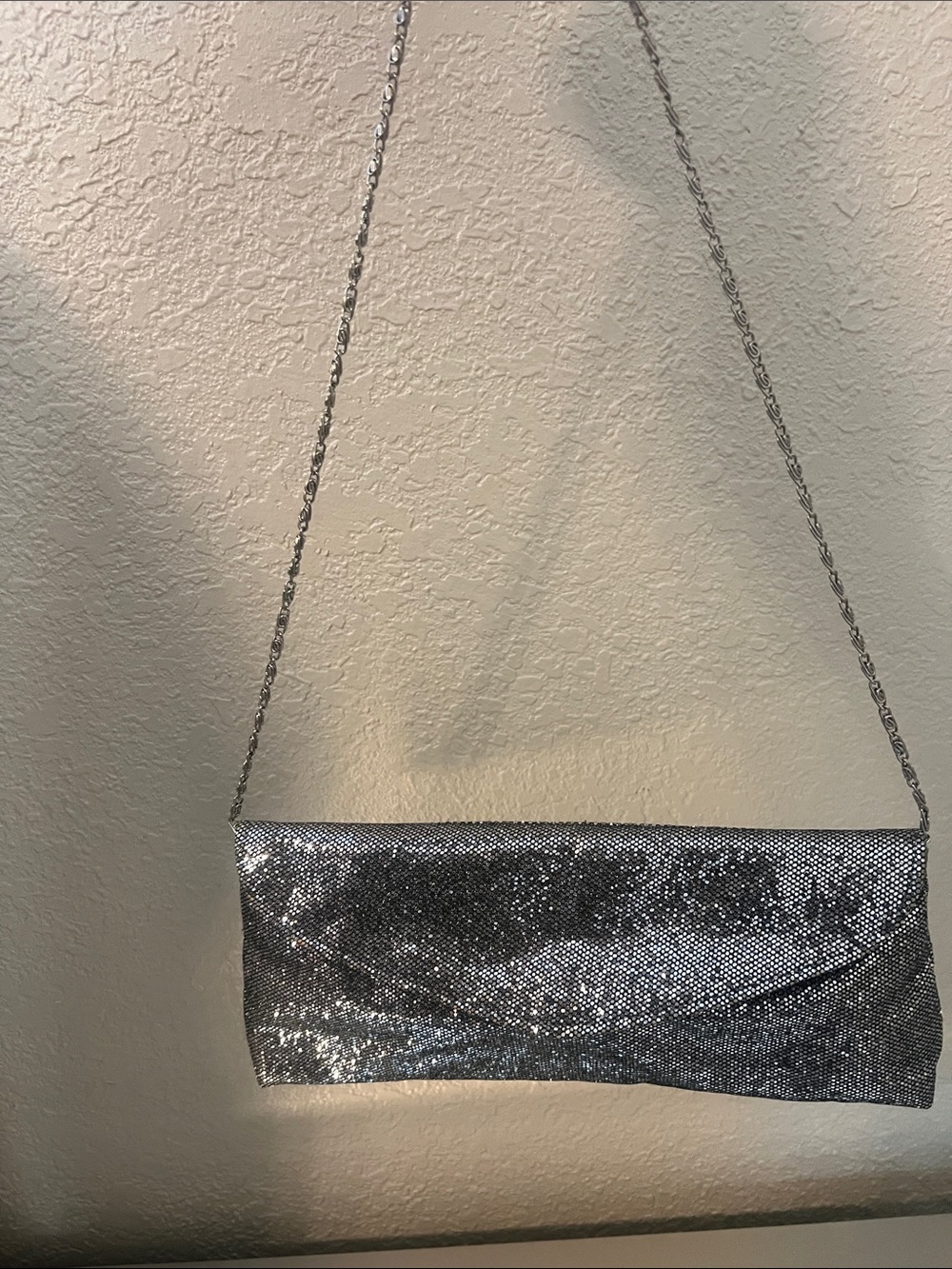 Forever 21 Silver Sequin Envelope Clutch